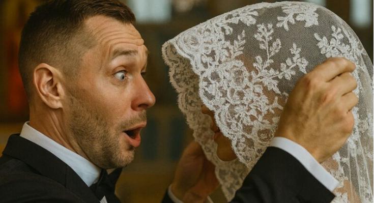 Durante la cerimonia nuziale, lo sposo sollevò lentamente il velo della sposa per baciarla, ma vide qualcosa di spaventoso sotto