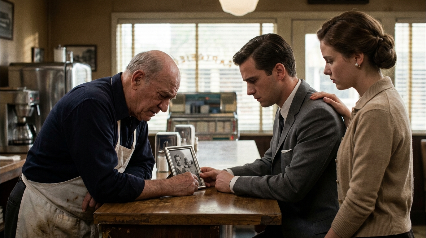 Durante a nevasca de 1992, dei abrigo a uma família ilhada no meu restaurante em Nebraska, e trinta anos depois — no dia em que eu estava trancando o lugar pela última vez — seus três filhos voltaram, adultos e bem-apessoados, trazendo consigo provas que me fizeram esquecer como segurar uma cafeteira.