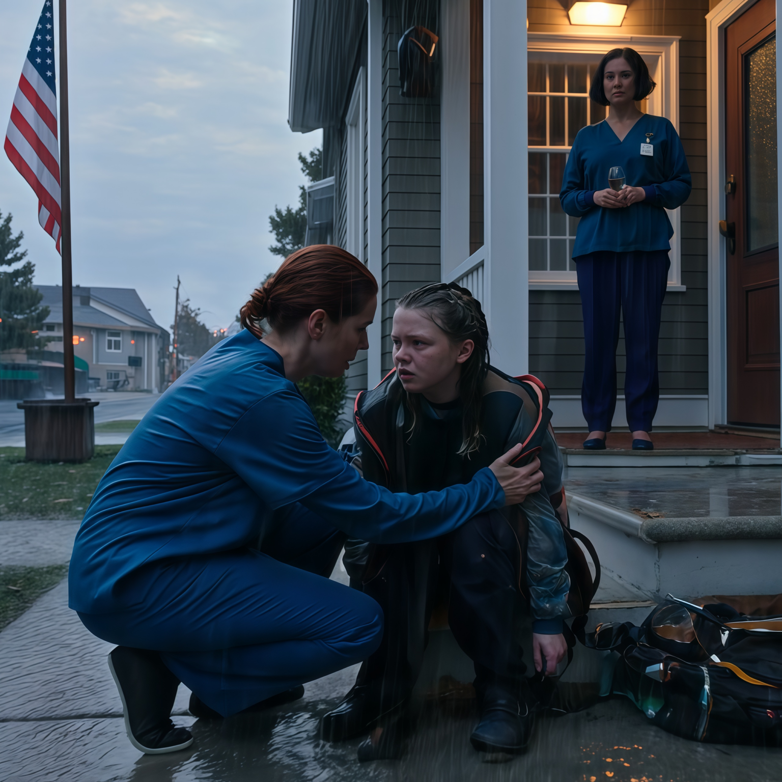 Uma criança de 11 anos não deveria aprender o que é rejeição numa varanda escura e chuvosa — mas minha filha aprendeu, durante cinco longas horas, porque sua chave simplesmente parou de funcionar e ninguém atendia. Saí de um plantão exaustivo no hospital e corri para casa, apenas para ver minha mãe olhar por cima do ombro da minha filha e dizer: “Decidimos que você não mora mais aqui”. Mantive a calma e respondi: “Entendido”. O que ela não percebeu foi o seguinte: eu havia parado de implorar por respeito — e comecei a proteger minha filha.