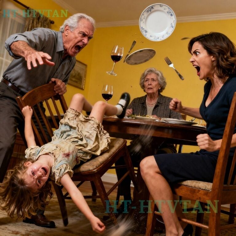 A cena, mio ​​padre spinse la mia bambina di 9 anni dalla sedia e abbaiò. “Quello è il posto giusto per la mia vera nipote”. Cadde a terra. Nessuno si mosse. Non urlai. Dissi solo cinque parole. Il bicchiere di mio padre gli scivolò di mano. Mia madre si bloccò…