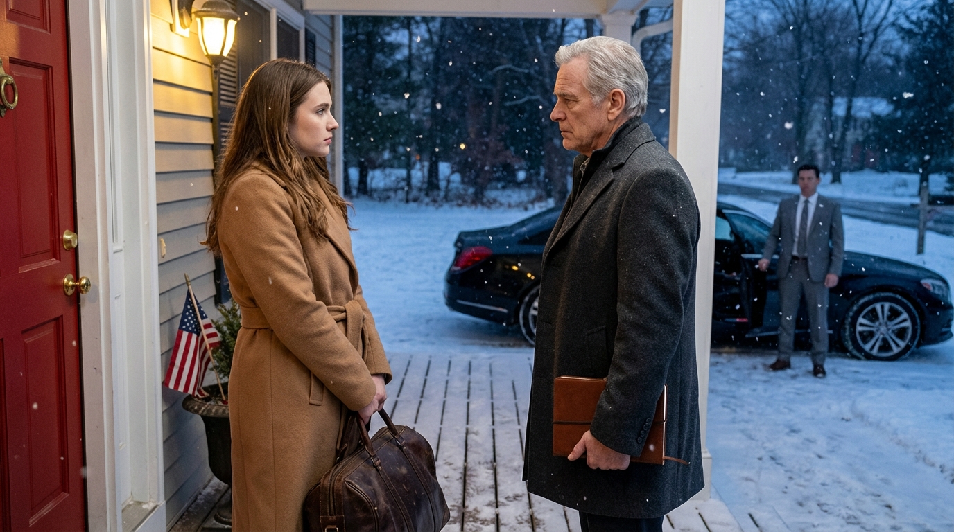 La vigilia di Natale, mia madre chiuse le porte e mi lasciò seduto in veranda al freddo. Poi si fermò un’auto di lusso nera e l’uomo che la mia famiglia credeva “morto” da anni ne scese, con in mano un vecchio registro contabile. Mi guardò dritto negli occhi, mi chiamò per nome come se mi conoscesse da secoli, “chi”, chiese, “ha speso i miei soldi a tuo nome…”