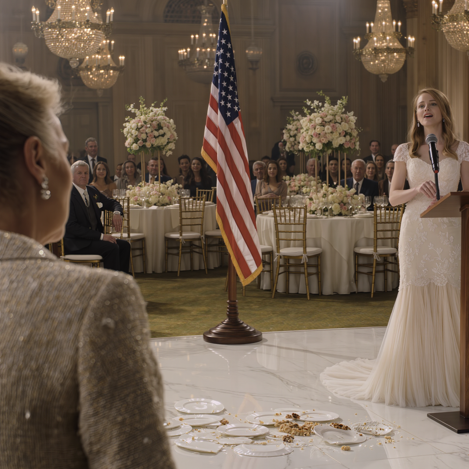 Mi sono bloccato quando mia nuora ha rovesciato il cibo sul pavimento e ha ordinato a mia moglie di mangiarlo durante il matrimonio. Ho fatto un passo avanti lento e suo padre è improvvisamente saltato in piedi in preda al panico.