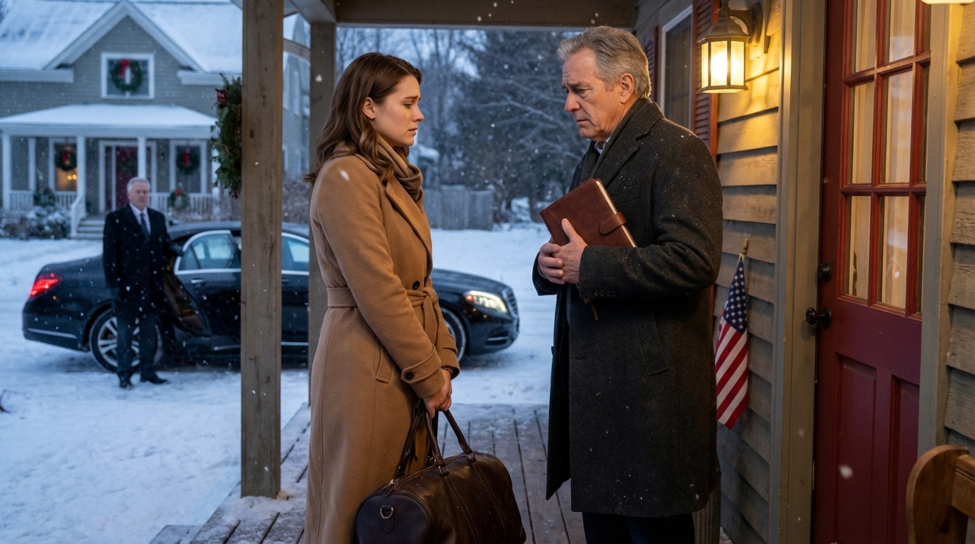 La vigilia di Natale, mia madre chiuse le porte e mi lasciò seduto in veranda al freddo. Poi si fermò un’auto di lusso nera e l’uomo che la mia famiglia credeva “morto” da anni ne scese, con in mano un vecchio registro contabile. Mi guardò dritto negli occhi, mi chiamò per nome come se mi conoscesse da secoli, “chi”, chiese, “ha speso i miei soldi con il tuo nome…”