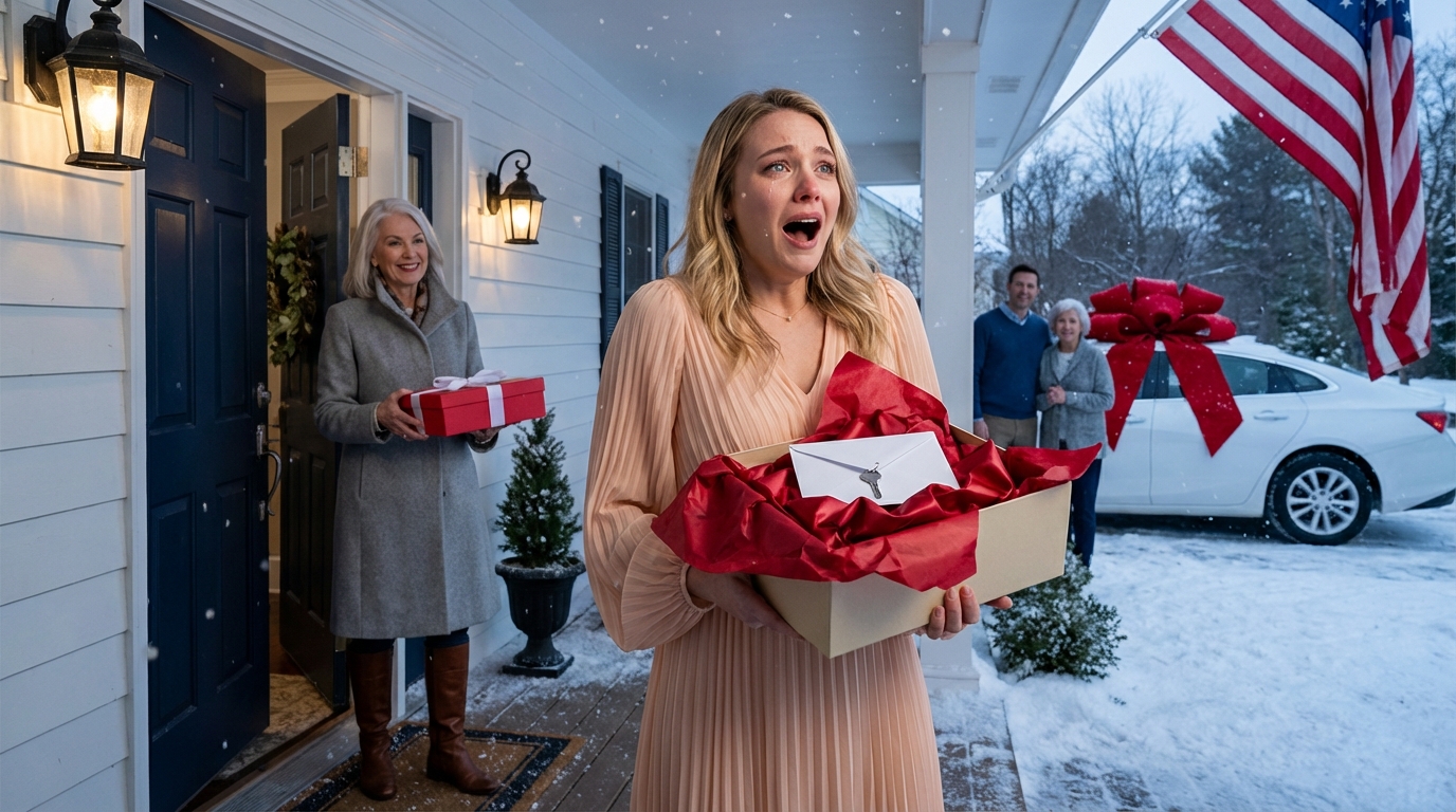 Mio figlio ha regalato a sua suocera una BMW da 60.000 dollari per Natale. Il mio regalo? Un salvadanaio con solo 3 dollari dentro. Ho sorriso, sono tornato a casa e sono andato a letto. All’alba, ho lasciato silenziosamente un “regalo” sulla porta d’ingresso… e non appena sua moglie ha aperto, il suo sorriso è svanito così in fretta da sembrare finto.