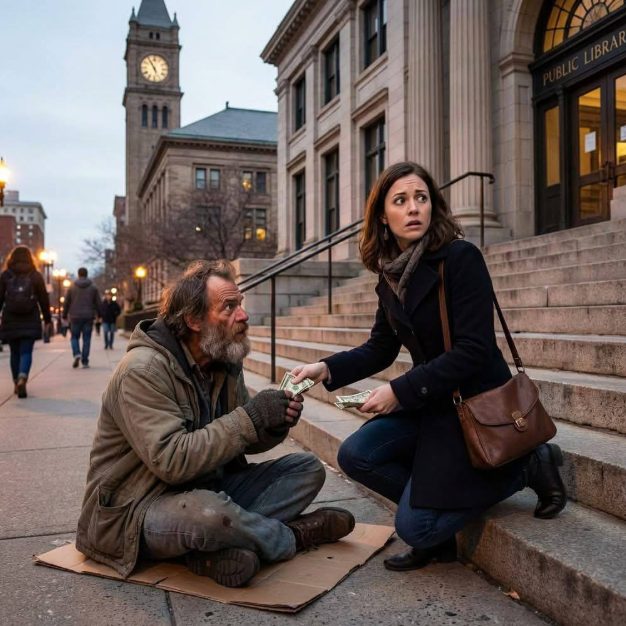 Dopo la morte di mio marito, trovai un nuovo lavoro e ogni giorno lasciavo un po’ di soldi a un vecchio senzatetto che sedeva davanti alla biblioteca. Un giorno, mentre mi chinavo come al solito, improvvisamente mi afferrò la mano e disse: “Sei stata troppo gentile con me. Non tornare a casa stasera. Resta in un hotel. Domani ti mostrerò questo.”