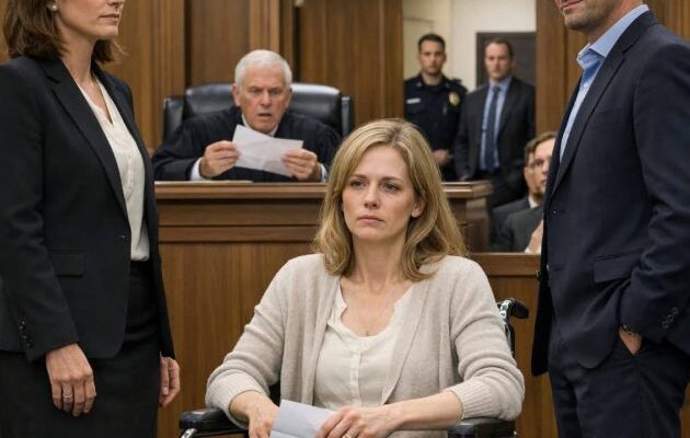 «Nella sua condizione, non ha bisogno di un’eredità!» ridacchiò suo marito in tribunale. Ma nel momento in cui Maria porse al giudice un biglietto, l’intera aula cadde in silenzio…