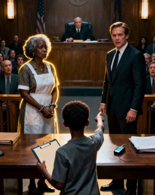 La Domestica Nera Accusata di Aver Rubato un Diamante da 200.000 Dollari Entrò in Tribunale da Sola—Finché Suo Figlio Non Smise il Segreto del Milionario e Sconvolse Tutti