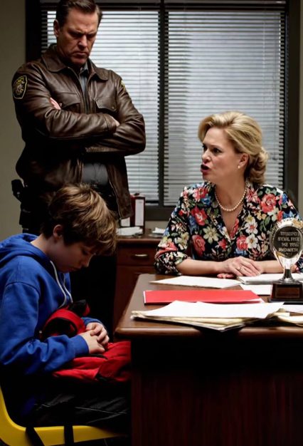 “Tuo figlio è un bugiardo, non una vittima,” sorrise l’insegnante, chiamando mio figlio “bugiardo patologico” in faccia a me—ma quando posai silenziosamente il mio distintivo sulla sua scrivania e dissi, “Prova a dirlo di nuovo,” il colore svanì dalle sue guance.