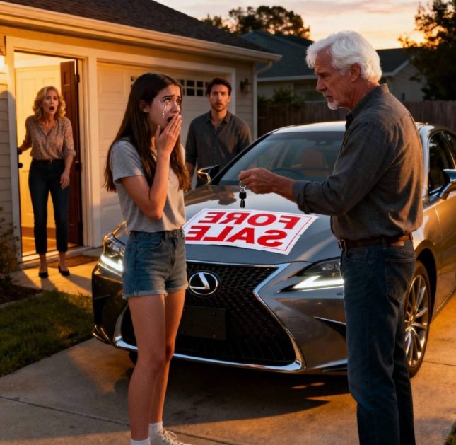 Mio padre chiese con sorpresa: “Tesoro, perché sei venuta in taxi? Dov’è la Mercedes che tua madre ed io ti abbiamo regalato per il tuo compleanno?” Prima che potessi rispondere, mio marito sorrise e disse: “Quella macchina ora appartiene a mia suocera!” Mio padre rimase in silenzio per un momento, riflettendo profondamente… E ciò che fece dopo mi rese davvero orgogliosa di lui.