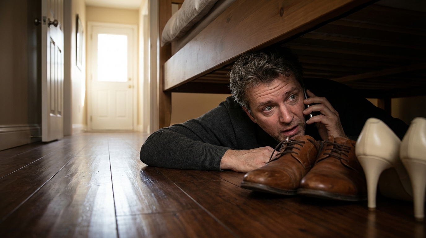 Rimasi sotto il letto per quasi un’ora, respirando a malapena. Il mio telefono vibrò di nuovo.