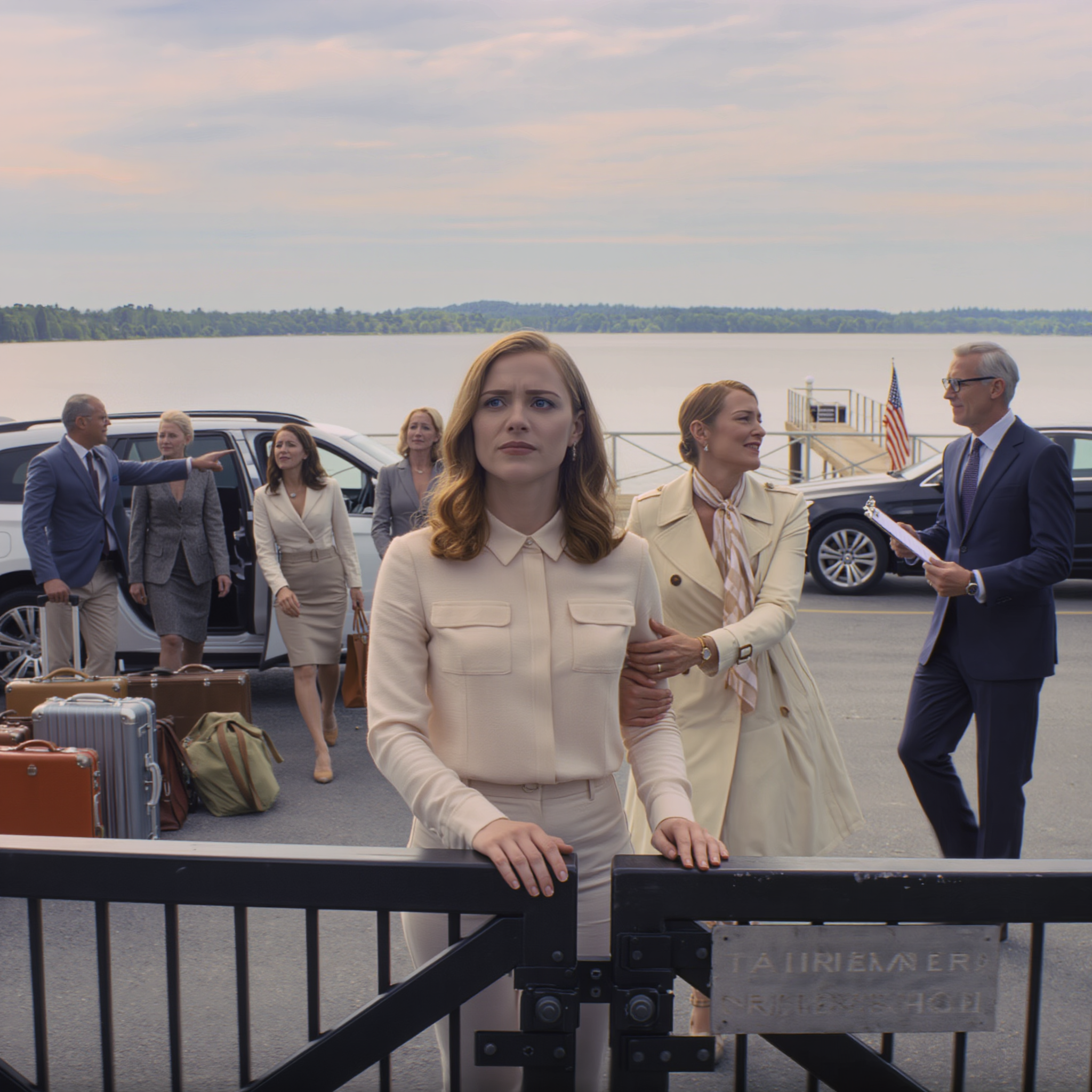 Venti valigie apparvero al cancello di casa mia in riva al lago, come se qualcuno l’avesse trasformata in un punto di check-in per un mese intero. Pochi minuti dopo, i miei genitori si presentarono con un gruppo di parenti e, poiché non volevo pulire il loro disordine, mia madre disse: “La famiglia ha il diritto!”. Non protestai. Indicai solo il cartello: Solo ospiti. Poi l’amministratore del condominio iniziò a leggere i nomi… e si fermò sul nome di mio padre. L’atmosfera cambiò così rapidamente che mia madre mi prese la mano e sussurrò: “Non farlo”.