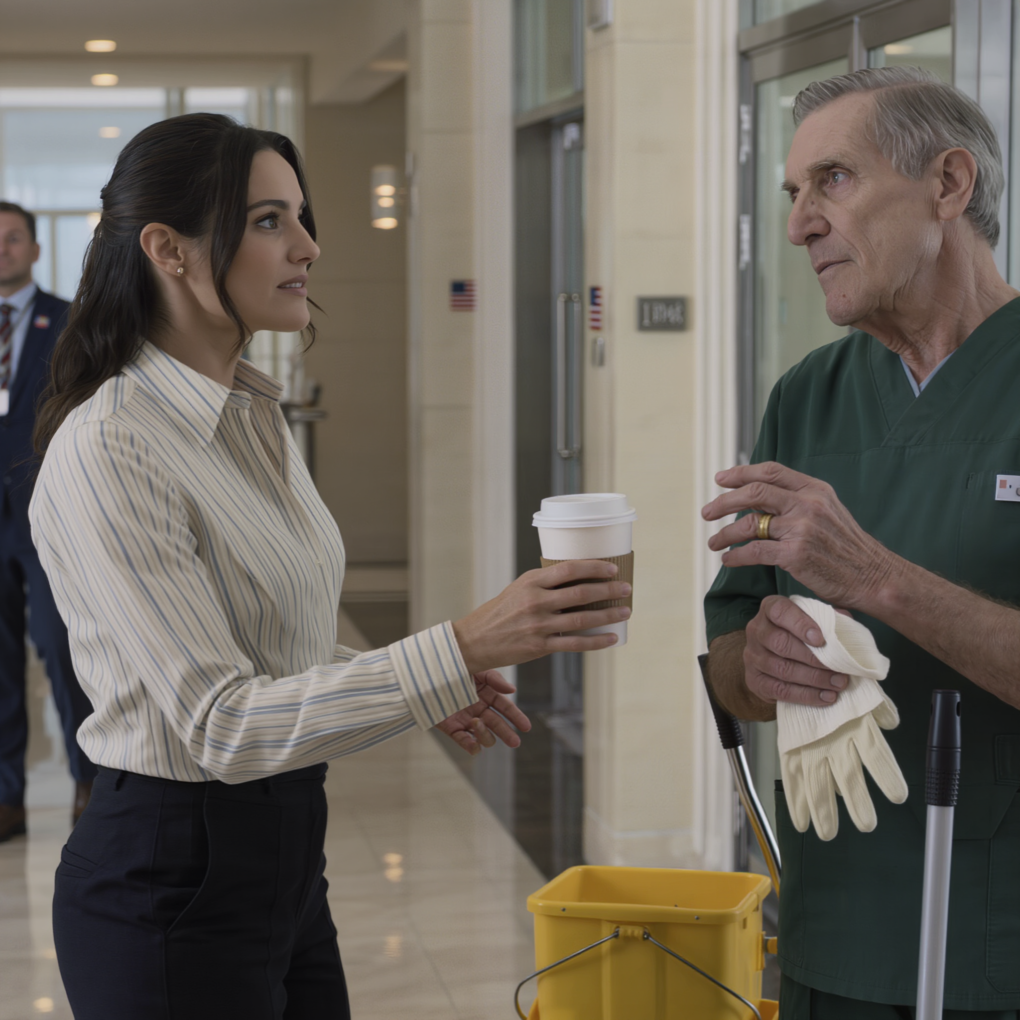 Ho versato il caffè al vecchio bidello che la mia famiglia amava prendere in giro, poi ho scoperto che non era affatto un bidello. Era il mio nonno miliardario, e quel piccolo atto di gentilezza era l’ultima prova di cui aveva bisogno… per decidere chi avrebbe ereditato tutto e chi se ne sarebbe andato senza niente.