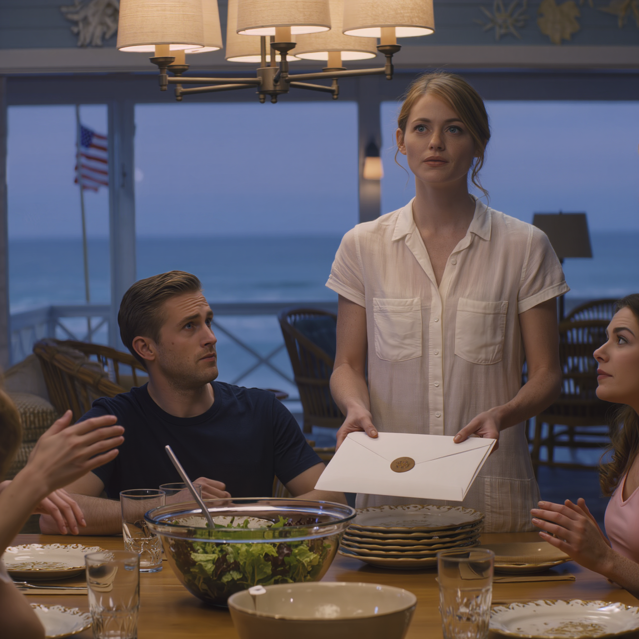 Durante una cena in una casa al mare in affitto, mio ​​fratello rise casualmente: “Un bambino adottato non è una vera famiglia”, e l’intero tavolo si unì a lui… Ho semplicemente messo giù una busta spessa e ho detto: “Ci vediamo domani con l’avvocato”. Da quel momento i miei “parenti di sangue” hanno iniziato a tremare, perché avevo con me una lettera, delle registrazioni e la prova di chi era rimasto quando i nostri genitori stavano svanendo e di chi si era presentato solo per contare ciò che era rimasto.