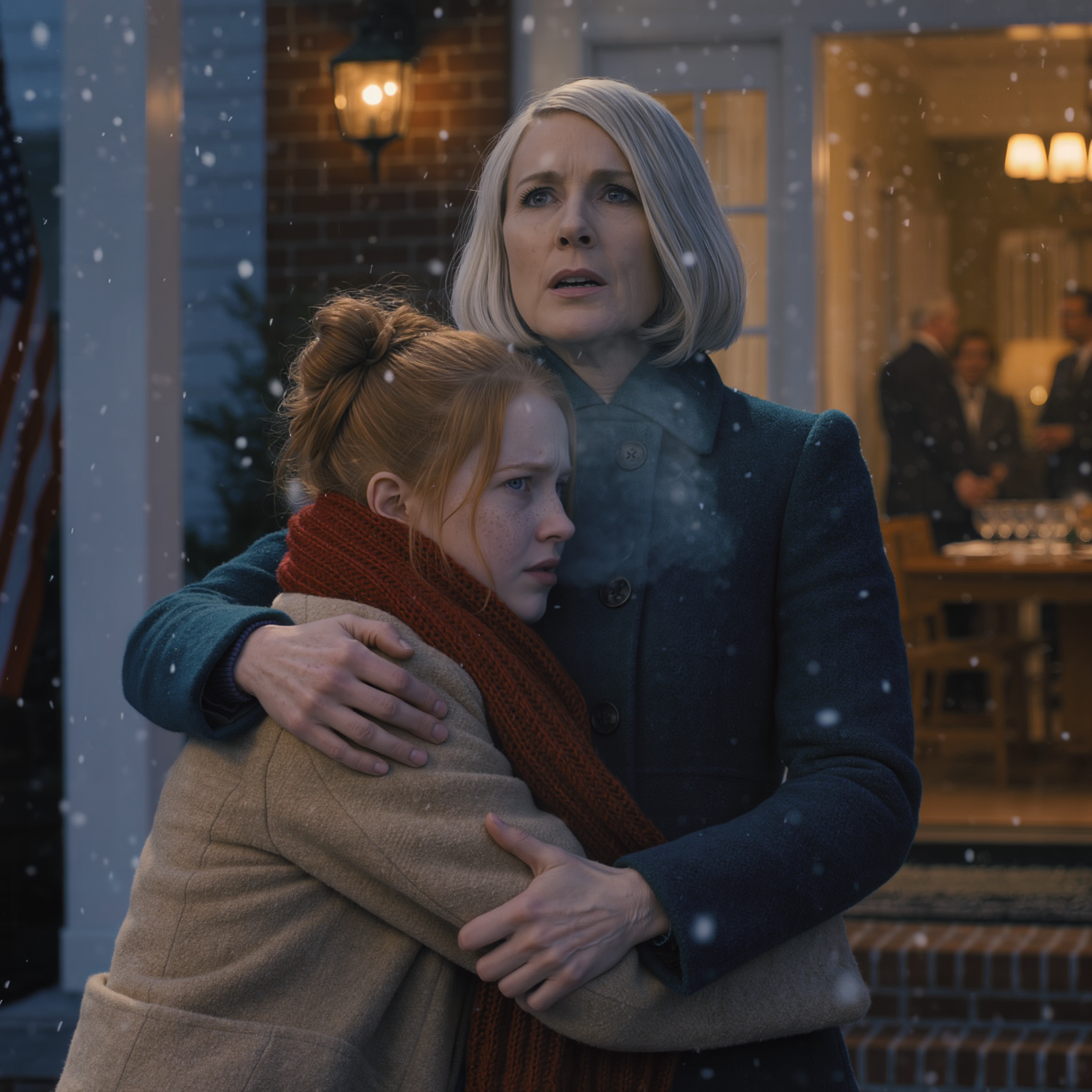 Sono tornata a casa inaspettatamente la vigilia di Natale e ho trovato mia figlia tremante sotto il portico mentre la famiglia di mio marito alzava i bicchieri per brindare all’interno. L’ho presa in braccio e sono entrata…