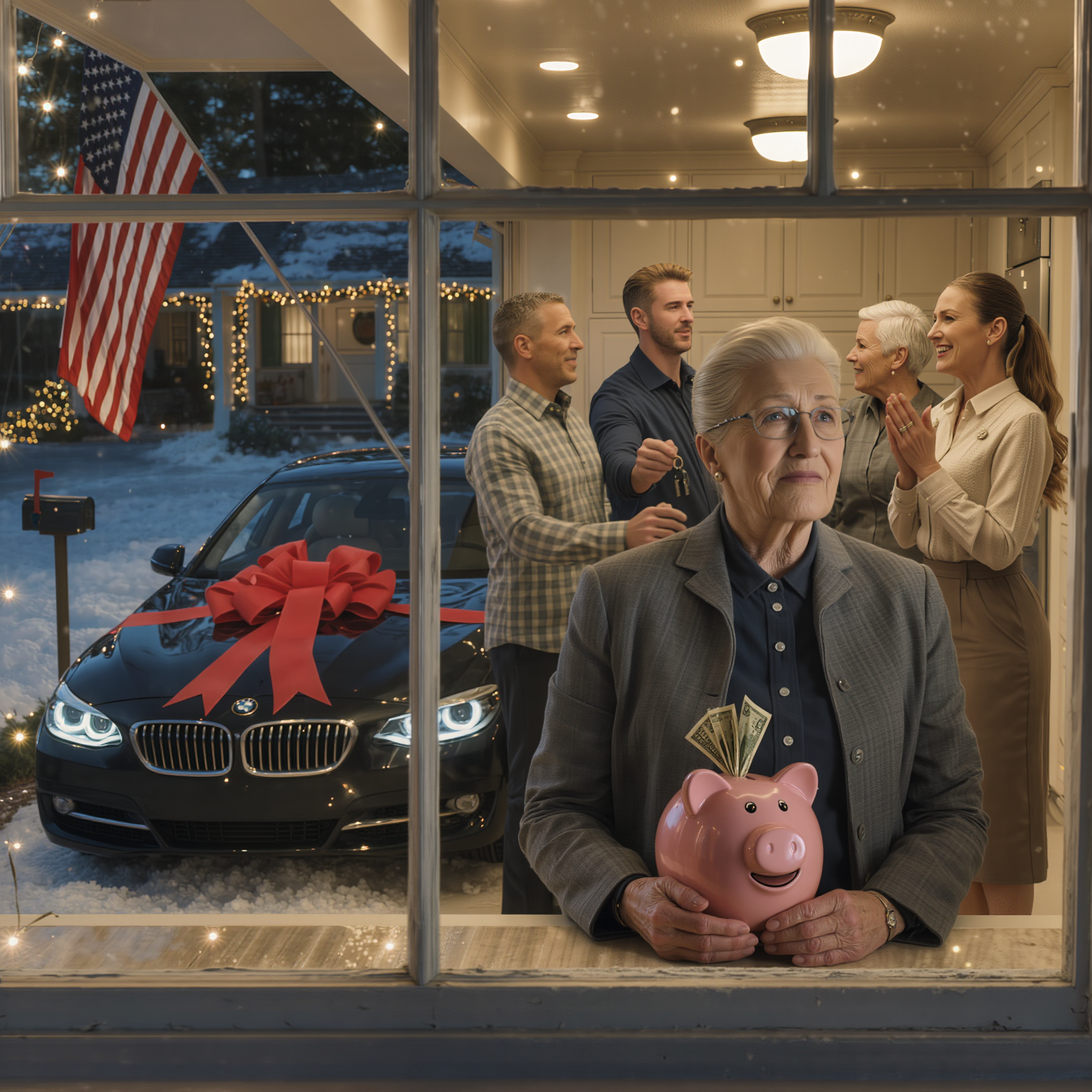 Mio figlio ha regalato a sua suocera un’auto di lusso del valore di circa 60.000 dollari per Natale. Per quanto riguarda il mio regalo? Un salvadanaio con 3 dollari dentro. Ho semplicemente sorriso. La mattina dopo, mia nuora ha ricevuto un regalo di Natale che li ha fatti urlare senza sosta.