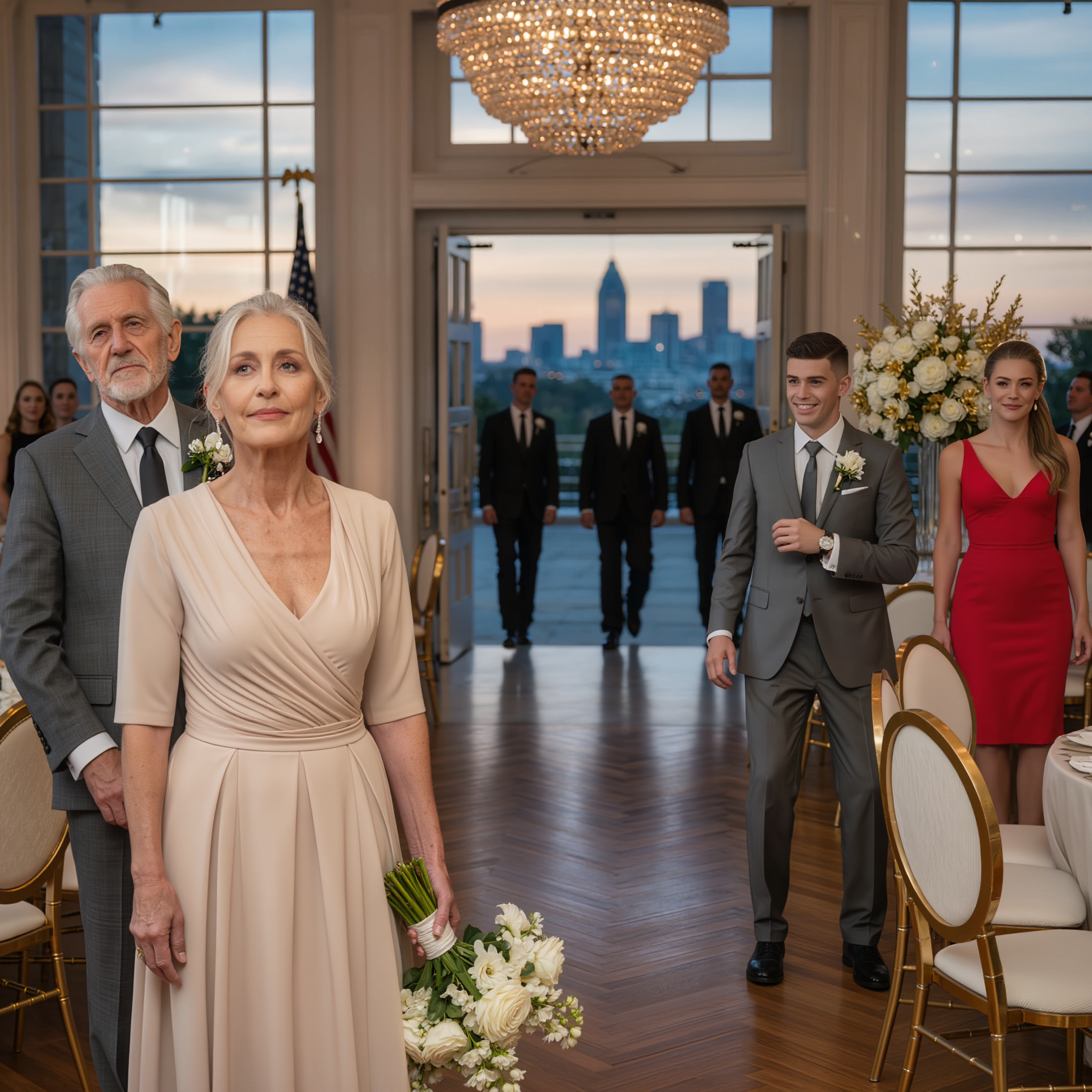 Al mio matrimonio, mio ​​figlio e mia nuora hanno cercato di umiliare il mio nuovo marito davanti a 400 invitati: “Questo è il mio patrigno?” Tutta la sala rise come se fosse uno spettacolo. Non ho pianto: li ho guardati negli occhi e ho detto una frase che ha messo a tacere la stanza. Poi alcuni uomini in giacca e cravatta entrarono dalla porta sul retro… e nessuno si aspettava per chi fossero lì.