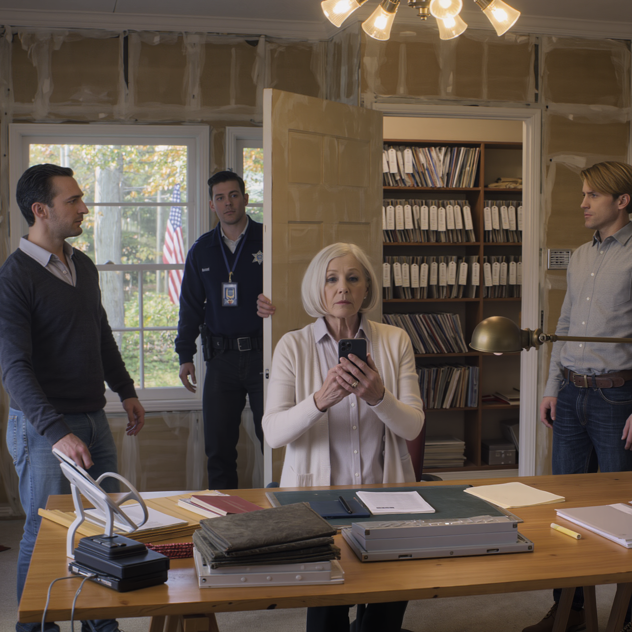 “‘Non venire da solo’, mi avvertì l’appaltatore, poi uno sceriffo federale si presentò alla mia porta chiedendo informazioni sulla proprietà di mio marito. Pensavo che stessi solo ristrutturando il suo vecchio ufficio, finché un falso muro si aprì in una stanza nascosta piena di file ben etichettati… e una cartella con sopra il mio nome. Il nostro medico di famiglia mi guardò e disse: ‘Avrai voglia di sederti, perché non sei chi pensi di essere.'”