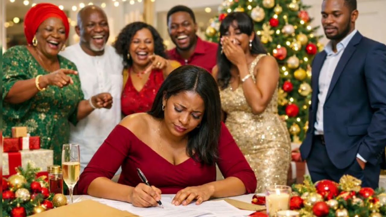 In lacrime, sua moglie incinta firma i documenti del divorzio alla festa di Natale — tutta la sua famiglia ride