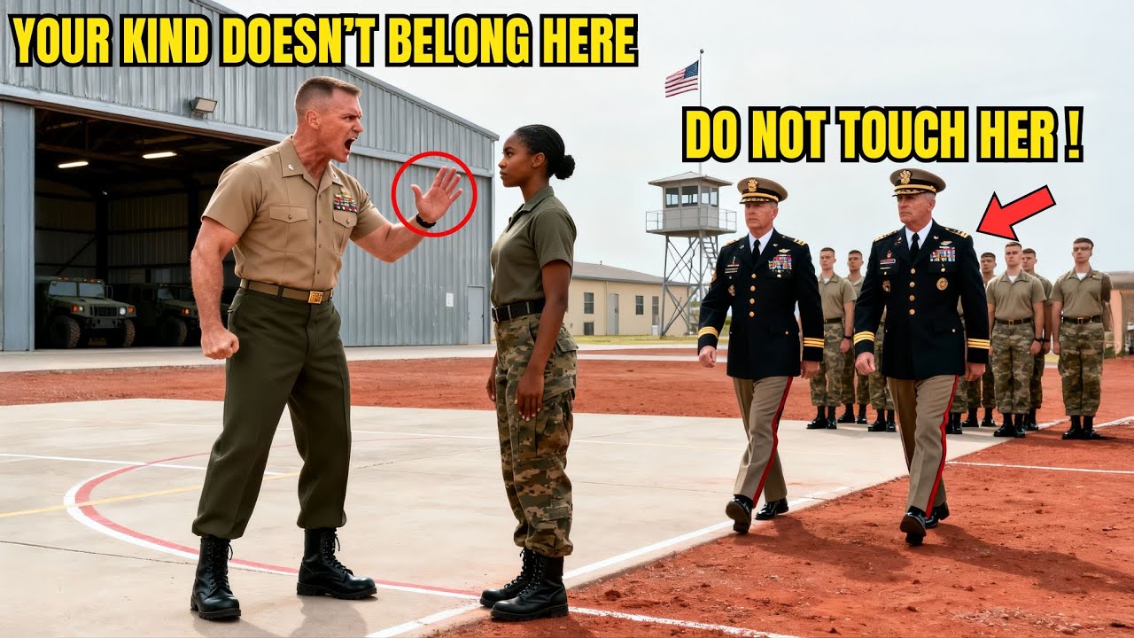 Sergente istruttore schiaffeggia una recluta nera durante l’addestramento — arrivano quattro colonnelli, poi lui scopre il suo cognome