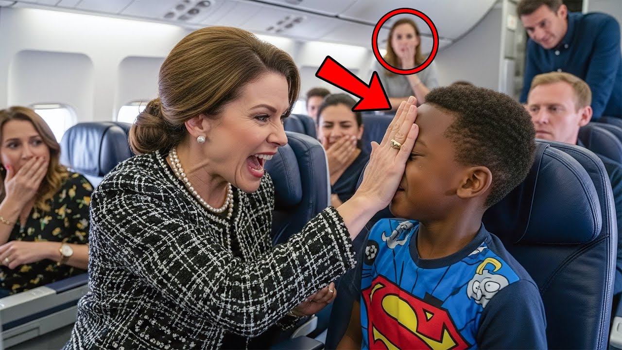 Donna bianca schiaffeggia un bambino nero sull’aereo — Pochi secondi dopo, il capitano si blocca a metà annuncio