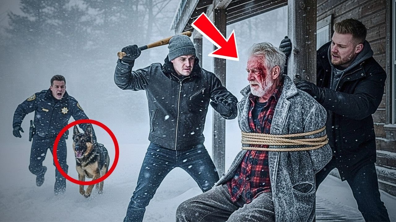 Dei teppisti picchiavano un vecchio veterano davanti alla sua baita — finché suo figlio, un ufficiale, e il suo K9 non tornarono a casa