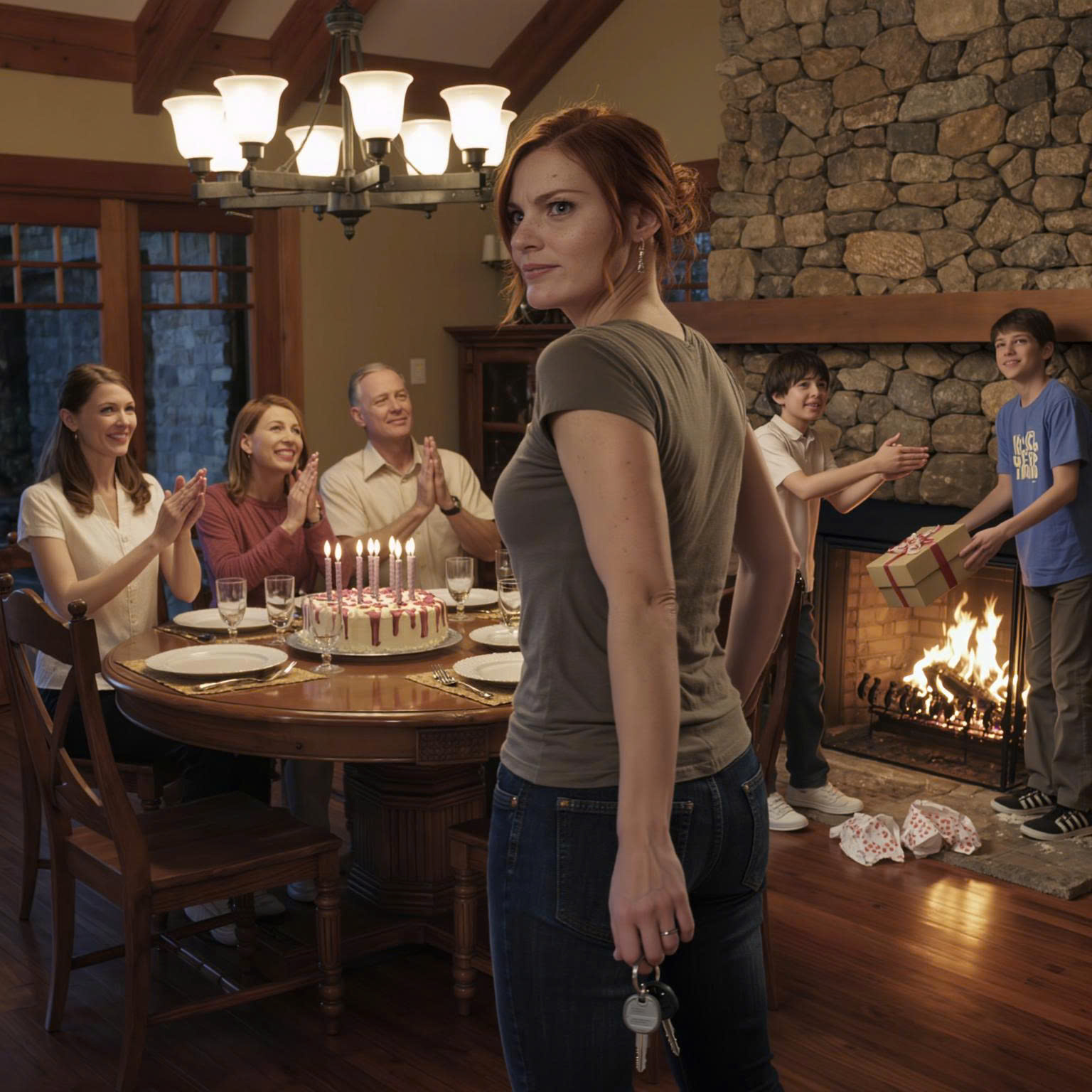 Il figlio di mia sorella gettò il mio regalo di compleanno nel fuoco e disse freddamente: “La mamma dice che sei un fallito che non merita niente”. La stanza scoppiò a ridere. Sorrisi, non dissi nulla e me ne andai. Ore dopo, un messaggio arrivò nella chat del gruppo familiare: “Sei ufficialmente escluso da tutto”. Risposi una volta: “Perfetto. Controlla di chi è il nome sulla casa in cui vivi”. Dieci minuti dopo, il mio telefono iniziò a vibrare senza pietà…