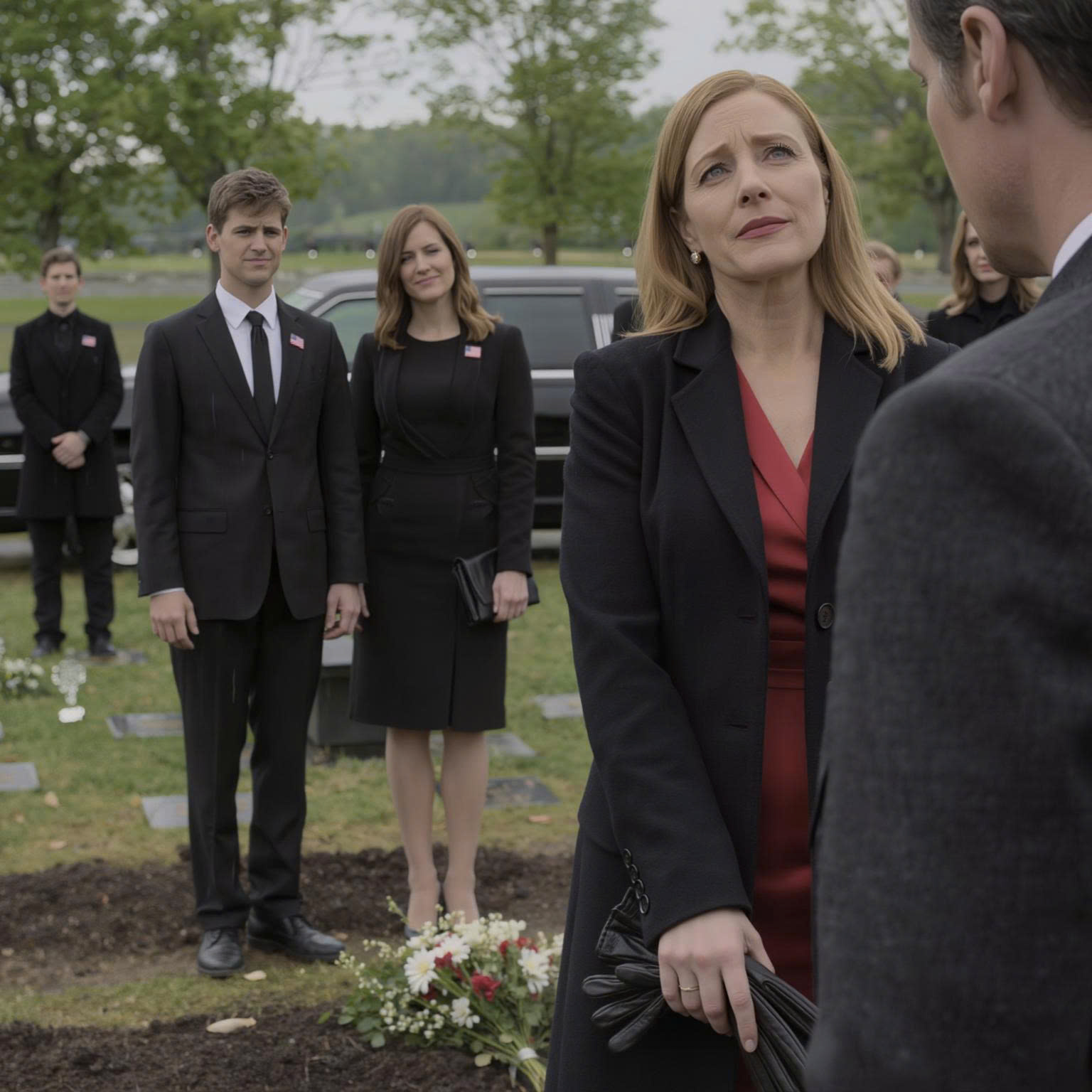 Indossavo un abito di seta rossa per seppellire mio marito. Mio figlio ha sogghignato: “Non sognarti nemmeno un centesimo del patrimonio di papà da 55 milioni di dollari!”. Mia nuora ha arricciato il labbro: “Ora comandiamo noi”… ma nel momento in cui è iniziata la lettura del testamento, l’avvocato ha detto esattamente una frase ed entrambi sono impalliditi…