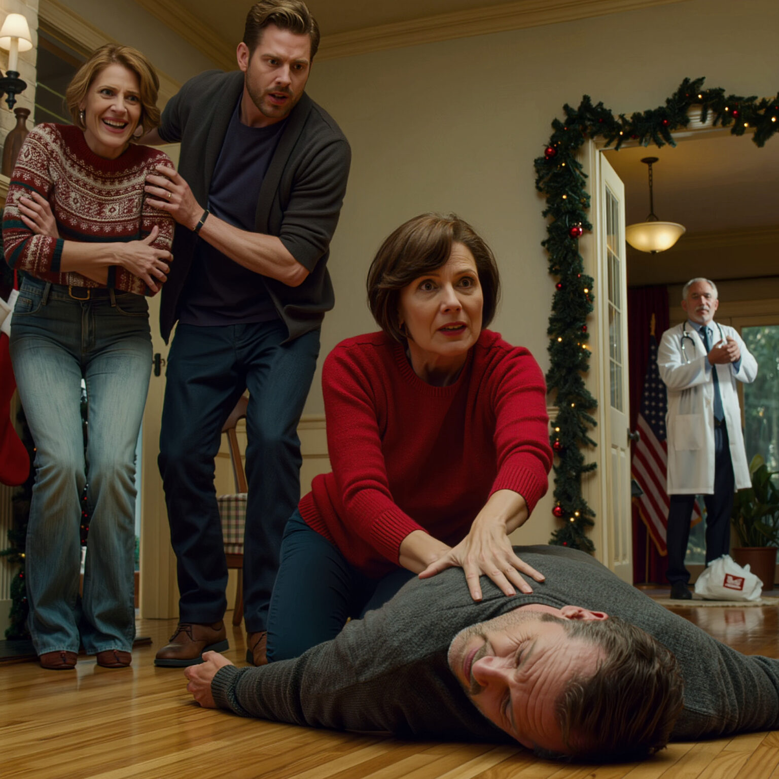 La vigilia di Natale, mio ​​marito è crollato all’improvviso. Mio figlio mi ha spinto indietro: “Basta! Sei solo una casalinga!”. Mia nuora ha annuito: “Non sai nemmeno cucinare bene! Non provare a fare l’eroina!”. Hanno chiamato il miglior cardiologo della città. Quando il medico è arrivato, mi ha visto controllare il polso di mio marito dal collo. È impallidito e ha urlato: “Aspetta, sei davvero chi credo che tu sia?”. Si sono bloccati quando hanno capito chi era veramente la “casalinga”.