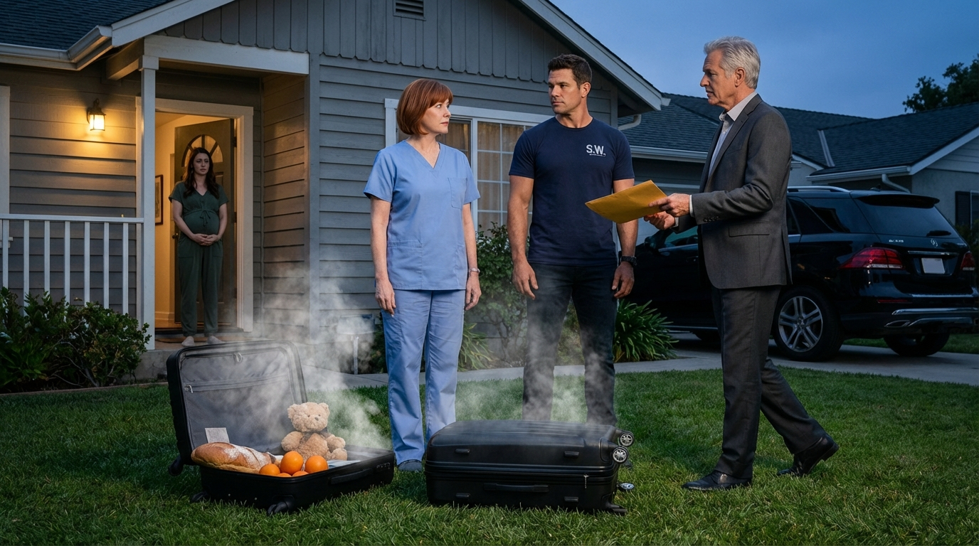 Meu filho jogou minha mala no gramado e trocou as fechaduras pelas da esposa grávida — então liguei para um número, e vinte minutos depois um homem de terno cinza-escuro chegou com um envelope que fez meu filho gritar ao lê-lo.