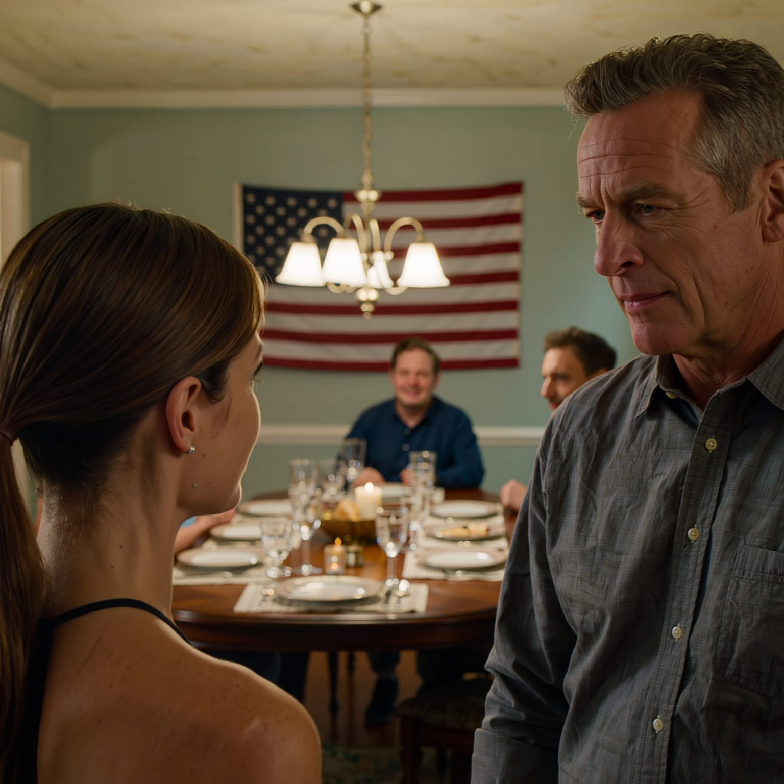 Alla cena per la Festa del Papà nella nostra casa in periferia, mio ​​padre alzò la birra, elogiò i suoi due “figli d’oro”, poi mi indicò e disse: “Sono orgoglioso di tutti loro, tranne del perdente in fondo al tavolo”. Tutti risero come se fosse una sitcom, con la partita ancora in corso in TV. Mi alzai, misi una busta nera sulla tovaglia e dissi a bassa voce: “Un regalo per te, papà”. La aprì e il suo sorriso si spense.