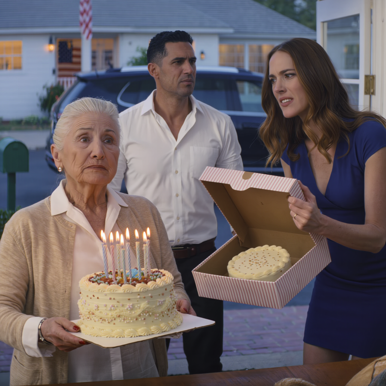 Era il 45° compleanno di mia figlia Rebecca e attraversai la città in anticipo con una torta da 200 dollari in equilibrio sul sedile del passeggero come se fosse qualcosa di sacro: cioccolato con fragole della piccola pasticceria che amava fin da bambina. La immaginavo aprire la portiera e illuminarsi come faceva una volta, quando batteva le mani sulle candeline e si spalmava la glassa sul naso apposta.
