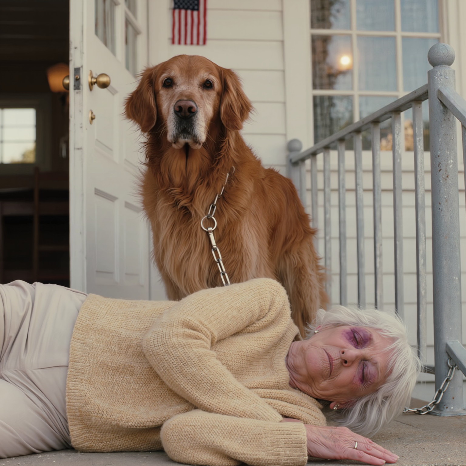 Dopo 32 anni di doppi turni e compleanni trascorsi sotto le luci fluorescenti dell’ospedale, un’infermiera di 78 anni dell’Ohio si è svegliata sul pavimento della sua cucina, con la casa fredda, il telefono sparito e i figli in piedi sulla porta, come se avessero finalmente deciso quanto le sarebbe costato il “futuro” e l’unica cosa che non avevano previsto era il golden retriever che avevano liquidato come uno spreco di denaro.