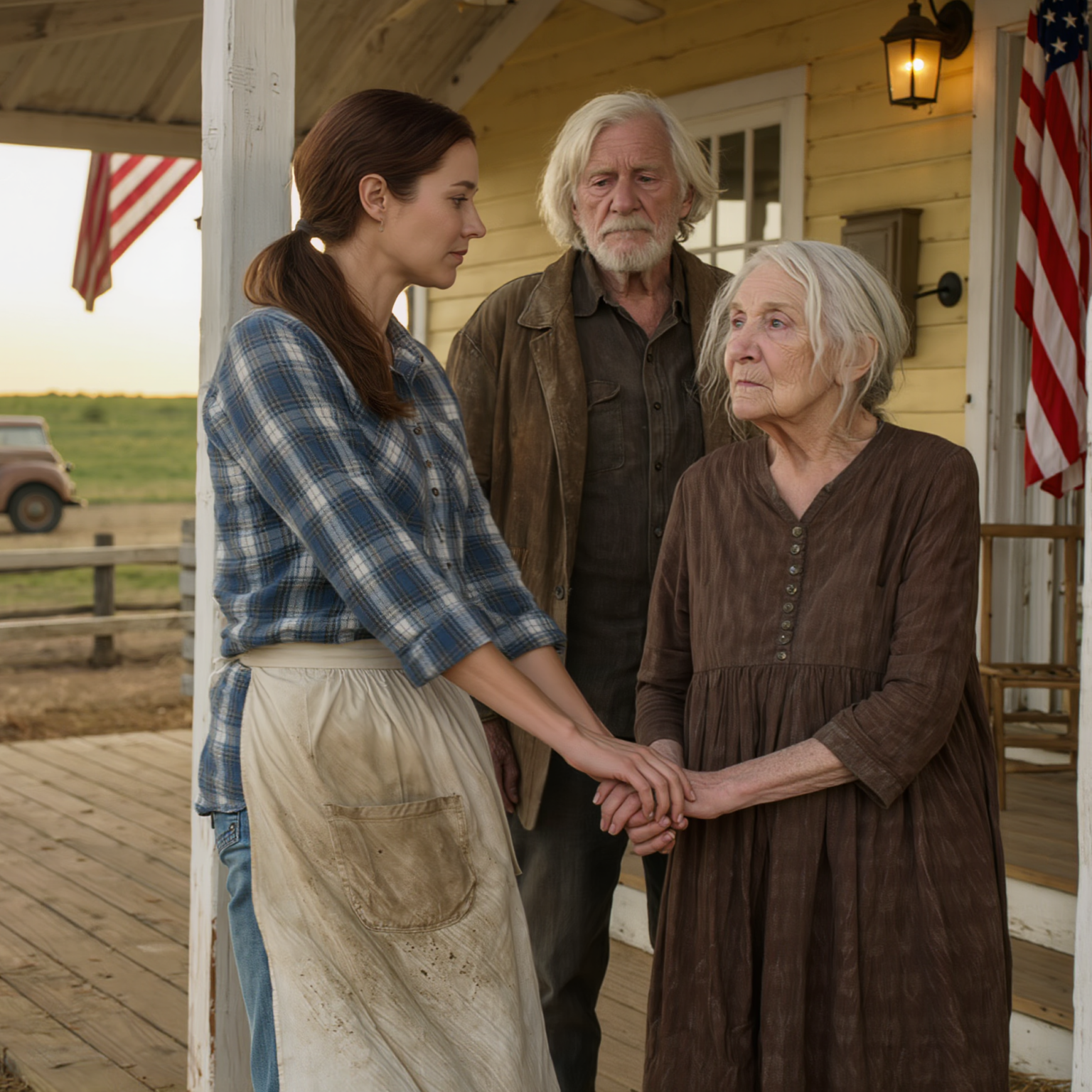 Hanno trascorso quarantatré anni a costruire cinque figli di “successo”, poi si sono vestiti a strati nei negozi dell’usato e hanno attraversato l’America a cavallo di un levriero per bussare a ogni porta come sconosciuti disperati, solo per scoprire che il medico, l’avvocato, il banchiere e il dirigente potevano mandare via due vecchie persone stanche senza nemmeno guardare… finché non hanno raggiunto la fattoria del figlio che avevano etichettato come un fallimento, e l’unica donna che la famiglia non ha mai voluto nella loro foto ha aperto la porta per prima.