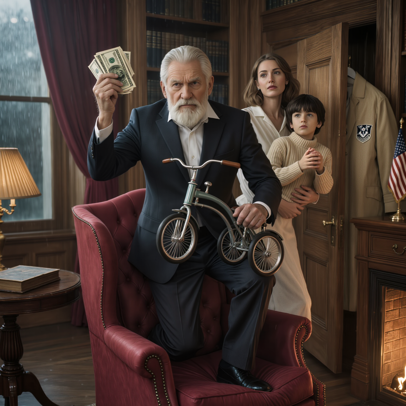 Un miliardario in una villa americana sferzata dalla pioggia ha inscenato una trappola silenziosa un sabato in cui le autostrade erano scivolose e i notiziari continuavano ad annunciare la tempesta: una busta aperta con 5.000 dollari in banconote da cento dollari fresche e nitide, lasciata con noncuranza accanto alla sua mano “addormentata”, perché dopo una vita di sorrisi raffinati, eredi affamati e persone amichevoli che sembravano sempre volere qualcosa, aveva smesso di credere nel carattere… fino a quando un bambino di sette anni con le scarpe consumate e una giacca troppo sottile è entrato nella sua biblioteca e ha cambiato le regole del gioco.