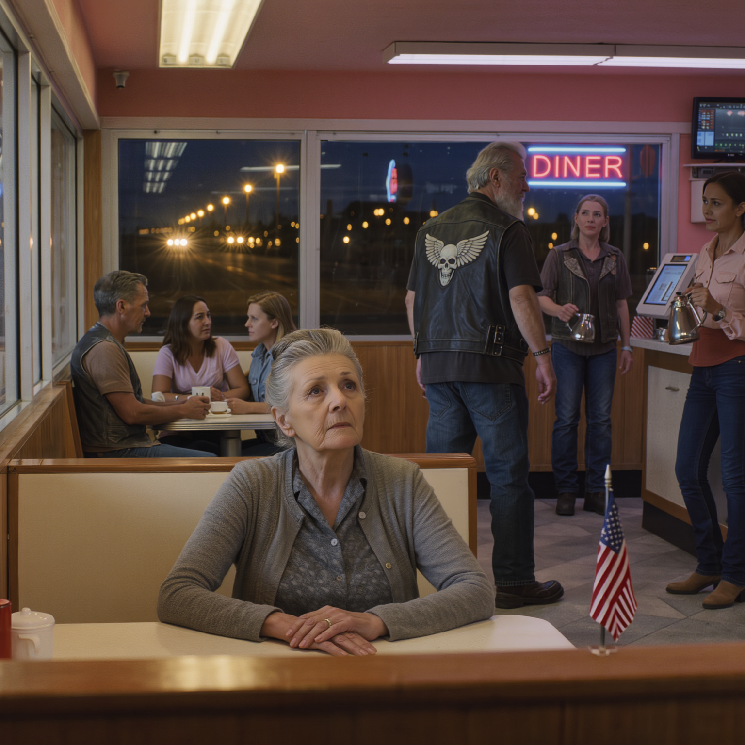 La notte in cui sei motociclisti entrarono in una piccola tavola calda in Arizona e una vecchia donna si alzò invece di distogliere lo sguardo