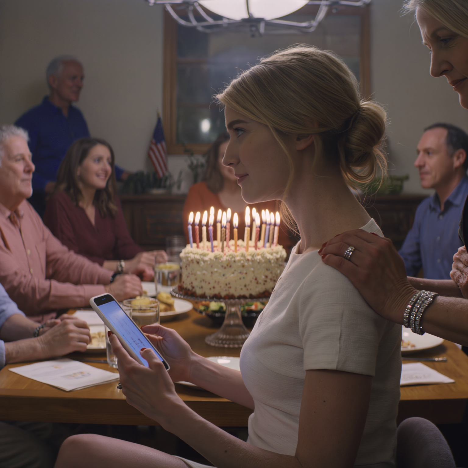 “Trovati un lavoro decente”, ha detto mia sorella proprio durante la festa di compleanno di mia madre: l’intero tavolo è rimasto in silenzio, io ho solo annuito e ho aperto la mia email… poi il suo telefono ha iniziato a squillare senza sosta proprio mentre stavamo tagliando la torta.