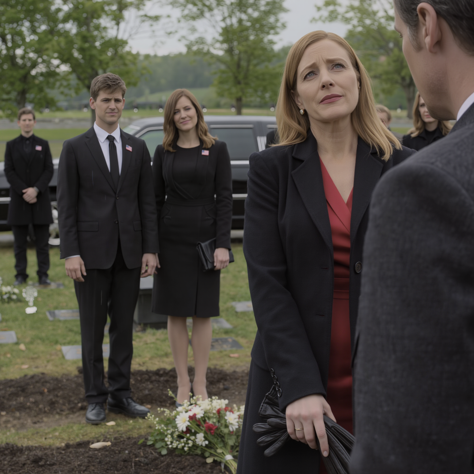 Indossavo un abito di seta rossa per seppellire mio marito. Mio figlio ha sogghignato: “Non sognarti nemmeno un centesimo del patrimonio di papà da 55 milioni di dollari!”. Mia nuora ha arricciato il labbro: “Ora comandiamo noi”… ma nel momento in cui è iniziata la lettura del testamento, l’avvocato ha detto esattamente una frase ed entrambi sono impalliditi…