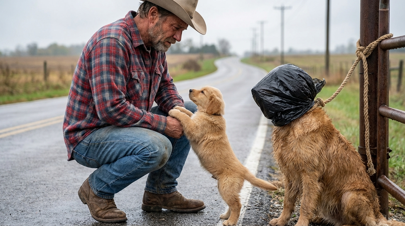 Un contadino vede un cucciolo che IMPLORA aiuto per salvare la madre… e allora fa questo…