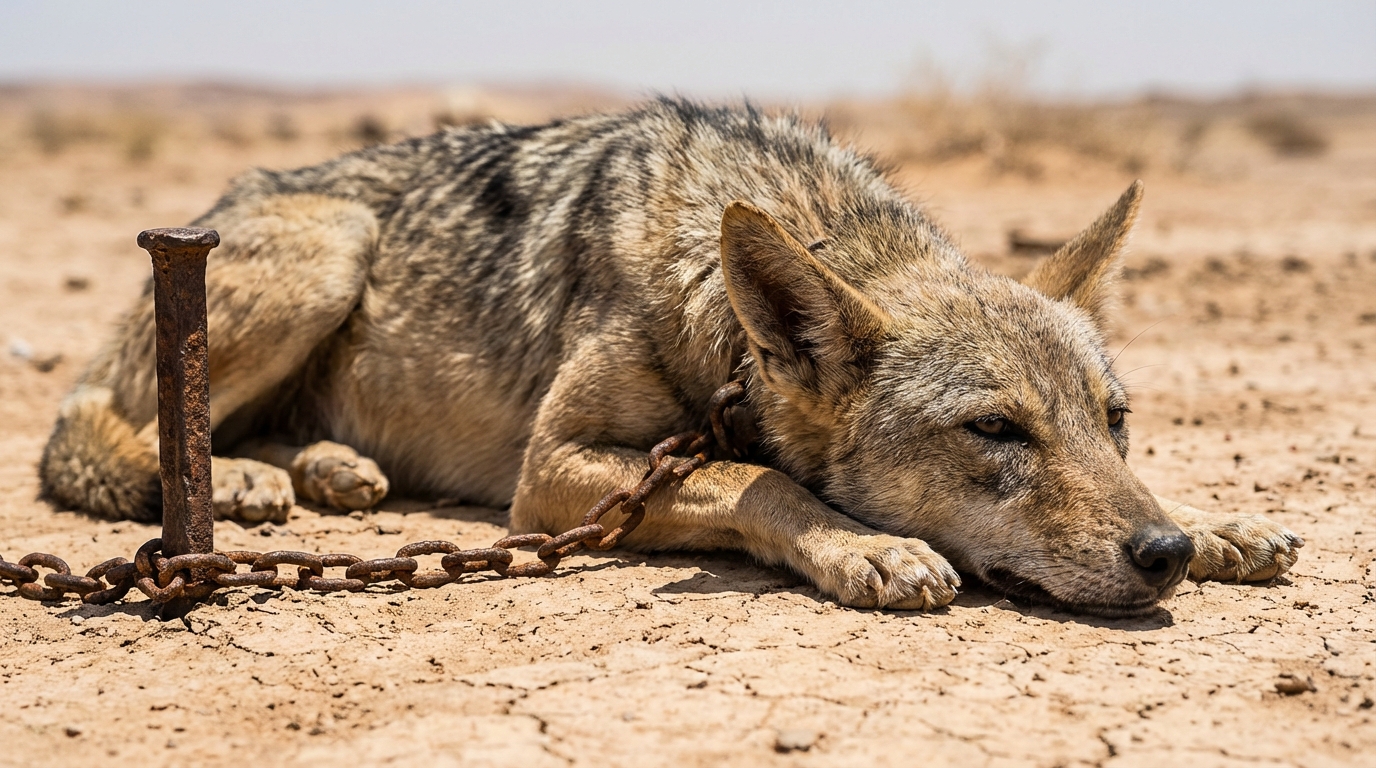 Un lupo incatenato nel deserto… Un bambino lo trovò senza sapere che non era un lupo qualunque