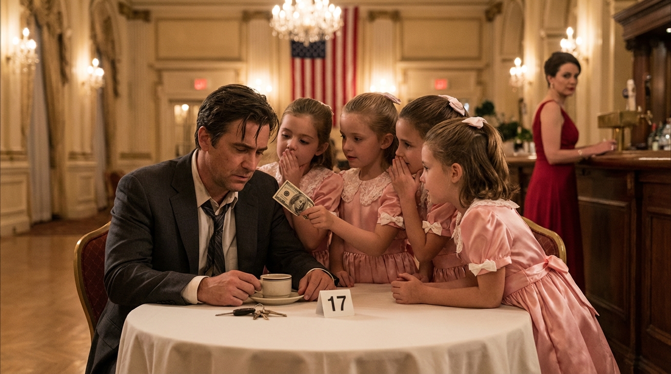 Un padre single stava prendendo il tè da solo, finché tre bambine non si sono intrufolate nel suo séparé e gli hanno sussurrato: “Per favore… fate finta di essere nostro padre”.