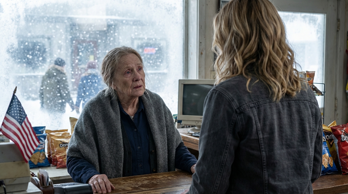 Al supermercato, ho pagato la spesa per una donna anziana. Si è chinata e mi ha sussurrato: “Quando tuo marito se ne va, non toccare la neve in giardino”. Ho riso, ma l’ho ascoltata. La mattina dopo, uscendo in veranda, sono quasi crollata per quello che ho visto…