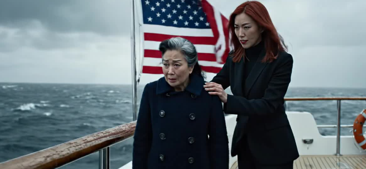 “Saluta il fiume, Helen”, sussurrò mia nuora mentre mi spingeva fuori bordo. Mio figlio si limitò a guardare e sorridere. Credevano che fossi sparita con 2,7 miliardi di dollari e che tutto sarebbe stato firmato in silenzio. Ma quattro giorni dopo, al mio funerale, qualcuno con un velo nero li fissò dritto negli occhi. E quella sera… sulla poltrona dello studio c’era già qualcuno seduto lì, in attesa.