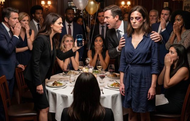 Alla nostra cena per il decimo anniversario, sono entrata nel ristorante con un occhio nero fresco. La musica si è spenta. Le forchette si sono fermate a mezz’aria. Mio marito mi ha stretto la spalla e ha annunciato: “Non preoccuparti, sono state le mie sorelle. Le ho solo insegnato un po’ di rispetto.” Le sue sorelle sono scoppiate a ridere—finché mia sorella gemella non si è alzata, tacchi che cliccavano, si è piegata sul tavolo e gli ha sussurrato: “Pronto per la mia lezione, Ethan?”