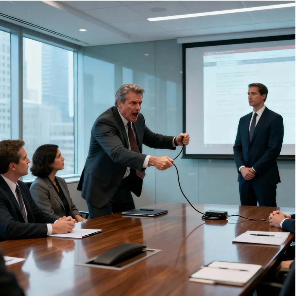 DURANTE LA MIA PRESENTAZIONE, IL MIO MANAGER HA STRAPPATO IL CAVO E HA DISSIPATO: “BASTA. LASCIA CHE PARLI QUALCUNO COMPETENTE”. | SI È FATTO DA PARTE, HA CONTROLLATO IL TELEFONO E HA DETTO: “TEMPORIZZAZIONE PERFETTA. ACCETTO L’IMPIEGO PER 600.000 DOLLARI”. IL SUO VOLTO È DIVENTATO ROSSO QUANDO…