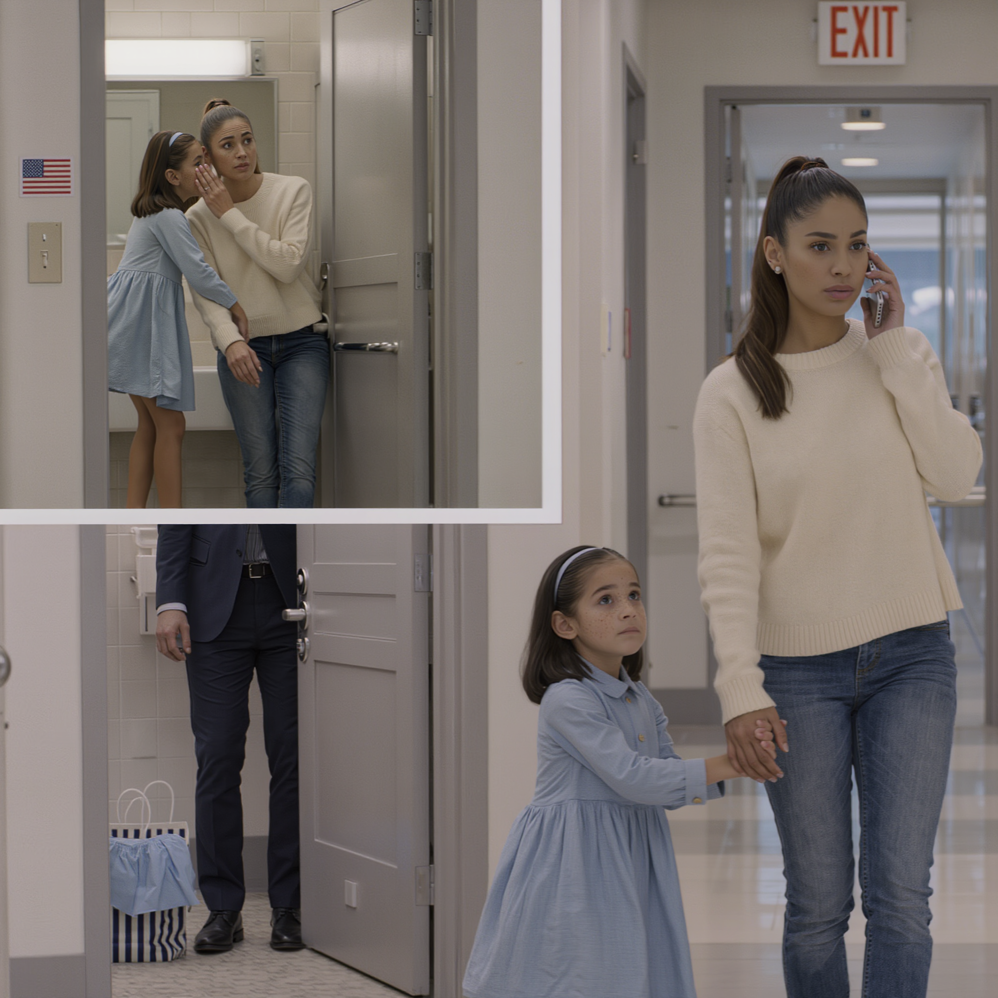 Durante una spesa, la mia bambina di 8 anni mi ha afferrato la mano e mi ha trascinato in bagno in tutta fretta. Dentro un piccolo bagno, si è sporta e mi ha sussurrato: “Shh! Non muoverti, guarda!”. Mi sono chinata per vedere e sono rimasta completamente immobile. Non ho pianto. Ho agito. Tre ore dopo, mia suocera…