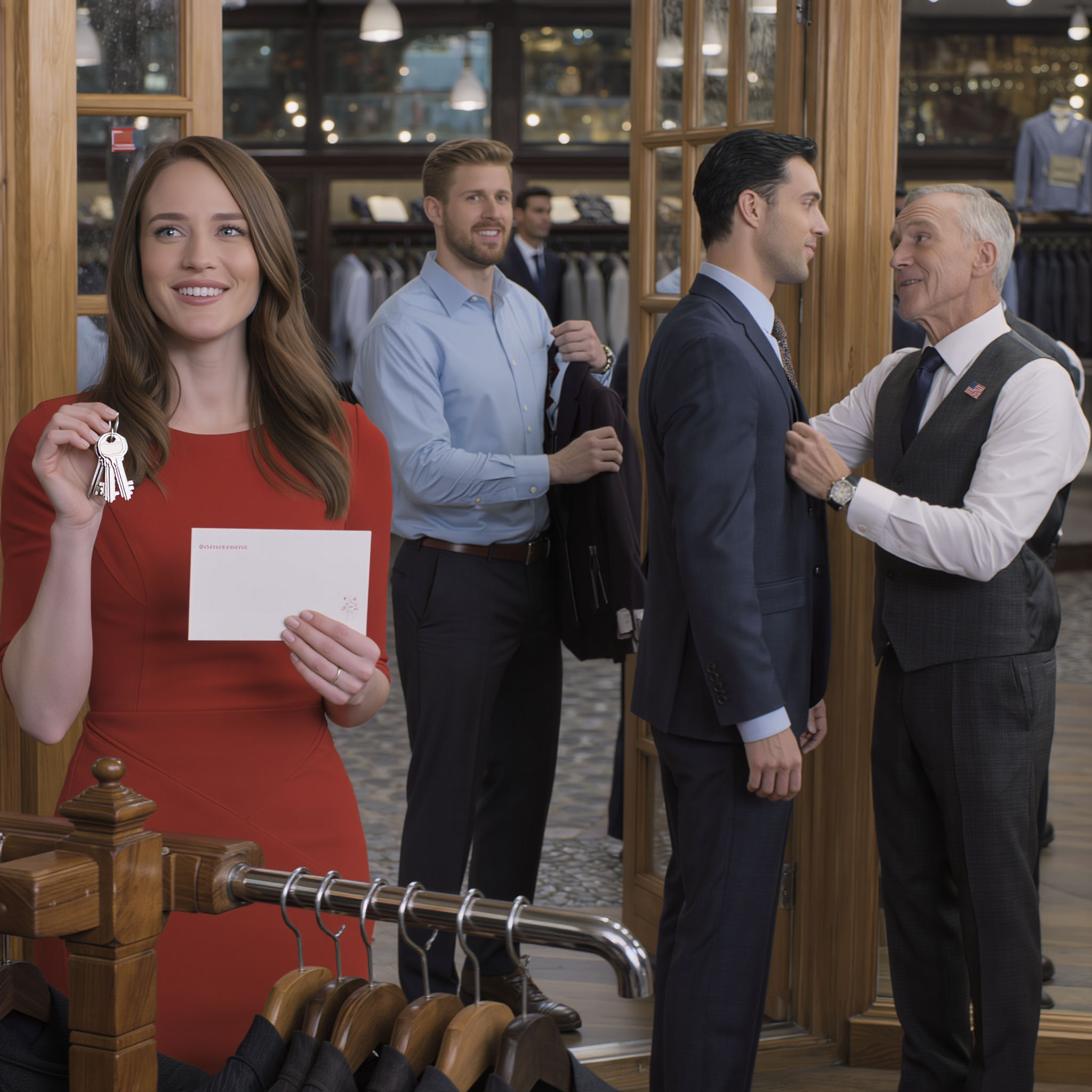 Il mio fidanzato ha detto: ‘Il matrimonio sarà cancellato se non metti la casa, la macchina e persino i tuoi risparmi a mio nome.’ Non ho discusso. Non ho pianto. Quella notte ho cambiato le serrature e ho lasciato il suo abito da sposa per donarlo. Il giorno dopo, entrò nella boutique di spose per l’ultima prova e si bloccò quando vide un altro uomo con la sua giacca.