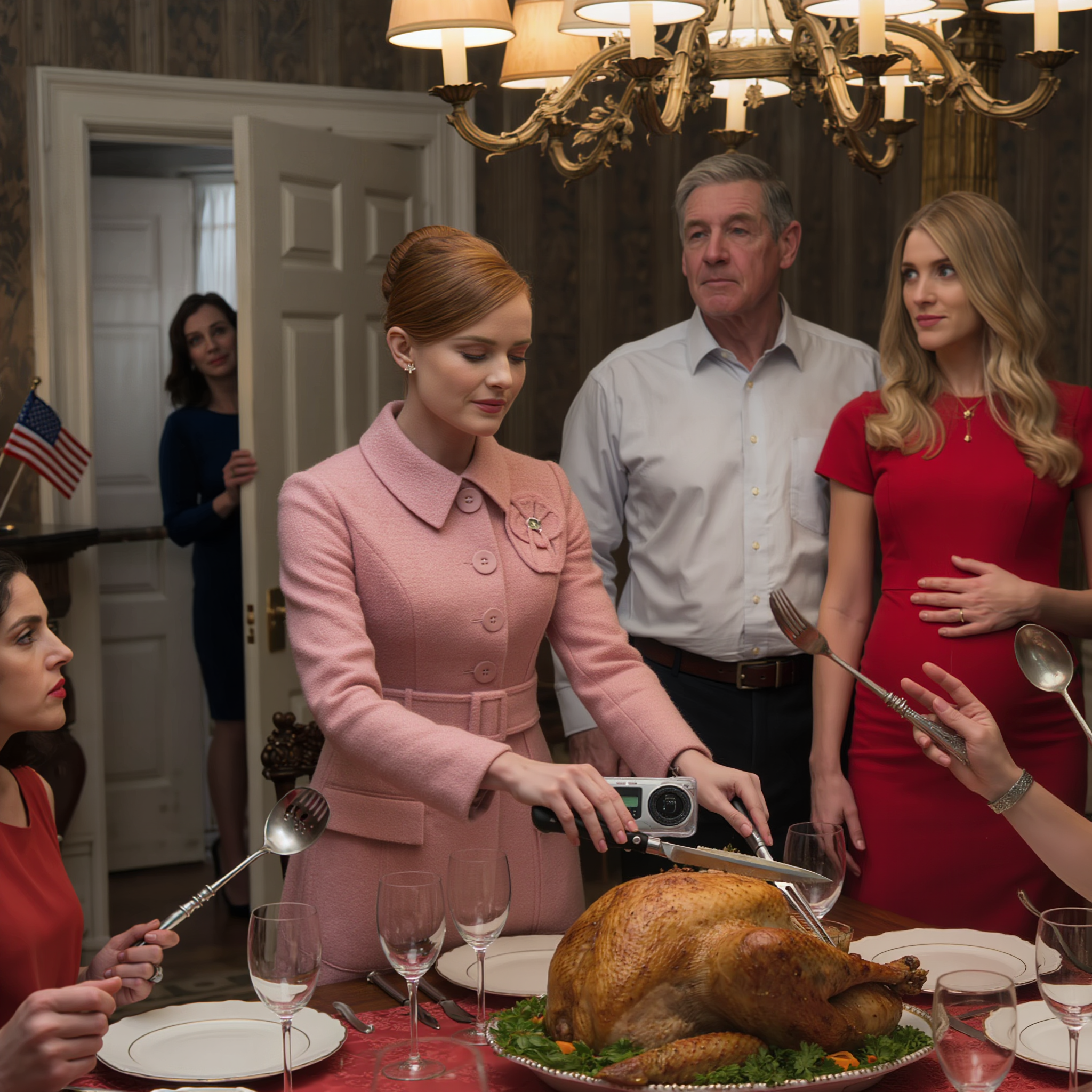 Il giorno del Ringraziamento, mio ​​padre si presentò con un’ospite indesiderata e mi disse di servirla per prima perché era incinta, mentre mia madre scoppiò a piangere e corse fuori dalla sala da pranzo, e i parenti trovarono improvvisamente affascinante il soffitto. Continuai a sorridere, posai il tacchino e aspettai. Perché non appena assaggiai il primo boccone, un piccolo oggetto scivolò sul piatto: la verità di mesi di tensione racchiusa in qualcosa che nessuno poteva ignorare e l’intera tavola piombò nel silenzio.