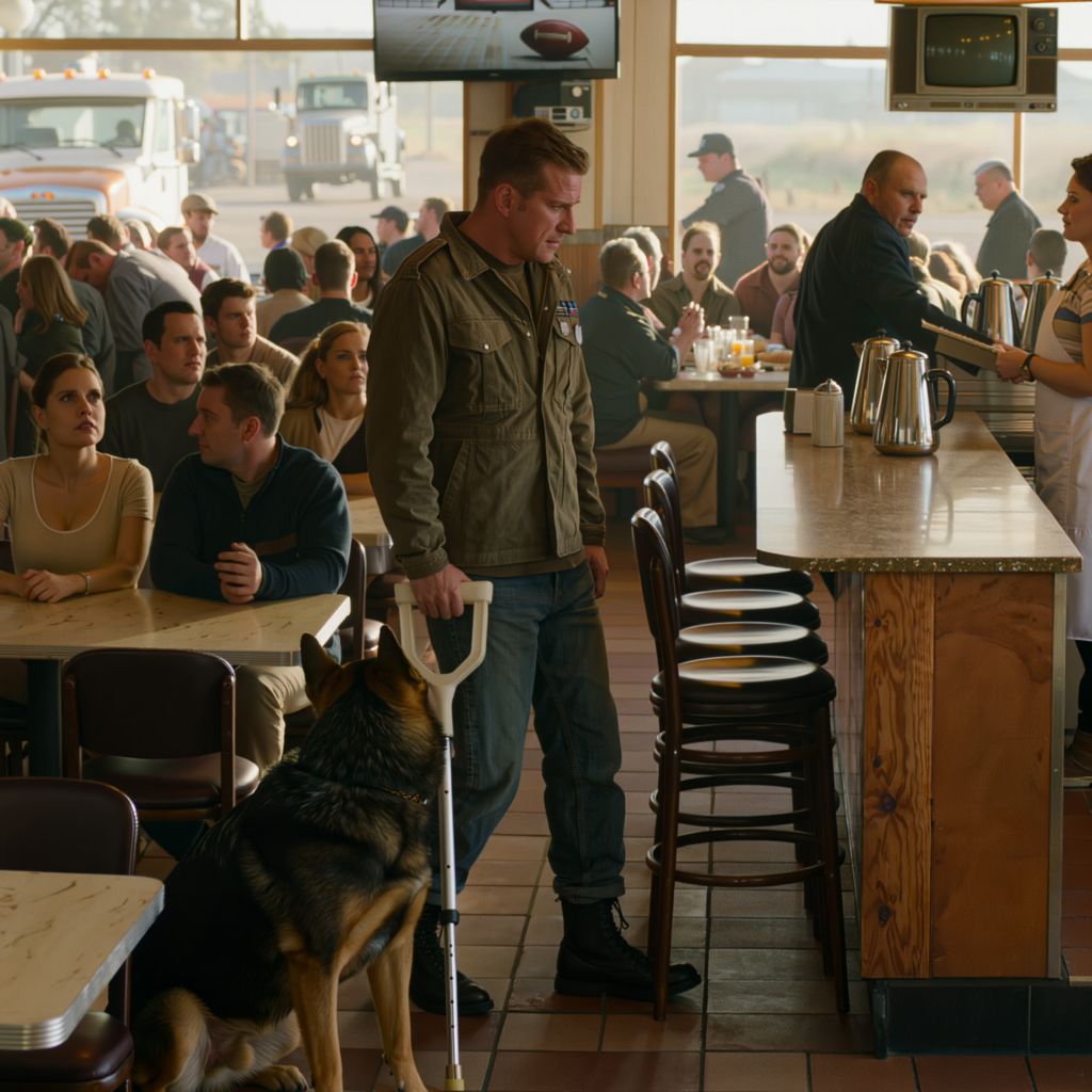 Un ex Navy SEAL con le stampelle chiese un posto a una cameriera e l’intera sala colazione cambiò prima che qualcuno capisse il perché. Il ristorante era pieno dei soliti suoni mattutini – caffè versato, piatti che scivolavano, camionisti che parlavano degli highlights di calcio, squadre di costruzione che ridevano vicino alle finestre anteriori – finché un attento atto di gentilezza non portò alla luce una storia nascosta.