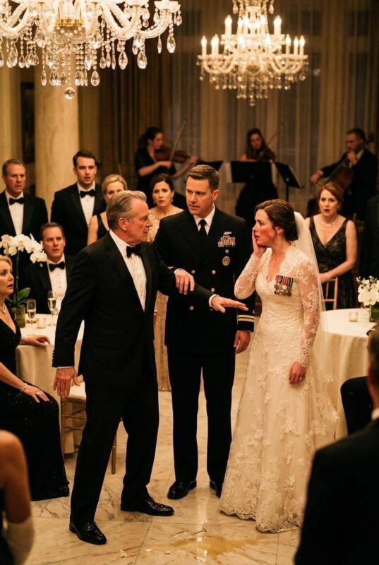 “Tolga quelle medaglie,” pretese mio padre miliardario al mio matrimonio — ma prima che potessi rispondere, il mio fidanzato, un SEAL a quattro stelle decorato, intervenne e lo zittì, trasformando la celebrazione in uno scontro indimenticabile che nessuno aveva previsto.