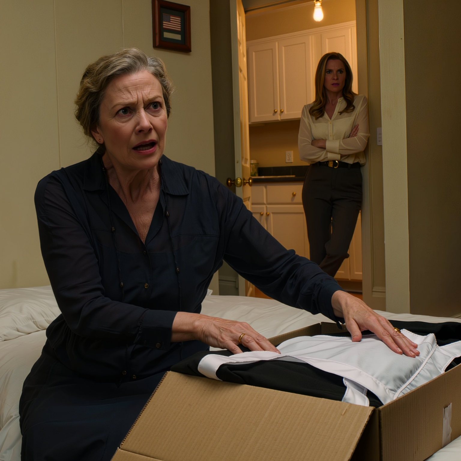 Dopo essere andata in bancarotta, mi sono trasferita da mio figlio per cercare di rimettere insieme i pezzi della mia vita, ma il primo giorno mia nuora ha steso una divisa da cameriera sul mio letto e mi ha detto freddamente: “Indossala”, mentre mio figlio se ne stava lì impalato e aggiungeva: “Fai quello che dice lei e sii grata di avere ancora un tetto sopra la testa”. Così ho tirato fuori la valigia in silenzio e, qualche mese dopo, quelle stesse due persone erano quelle che non riuscivano a guardare lo schermo dritto davanti a sé.